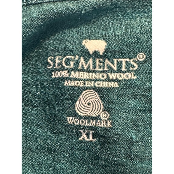 SEGMENTS Merino Wool Long Sleeve V Neck Top Siez XL Green Leaf Print Layering - Picture 6 of 8